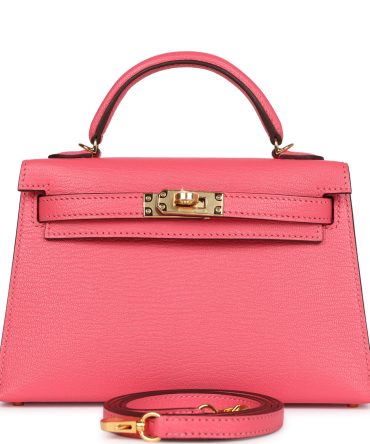 Hermes Kelly Sellier 20 Rose Azalee Chevre Mysore Gold Hardware