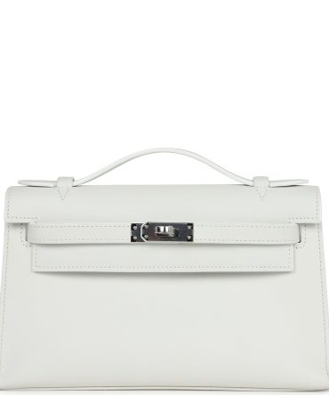 Hermes Kelly Pochette White Swift Palladium Hardware