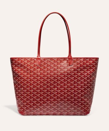 Goyard Artois Tote MM Red Goyardine Canvas & Chevroches Calfskin Palladium Hardware