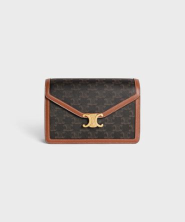 ENVELOPPE BAG IN TRIOMPHE CANVAS AND CALFSKIN TAN