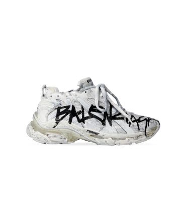 Womens Runner Graffiti Sneaker in White