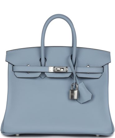 Hermes Birkin 25 Bleu Lin Swift Palladium Hardware