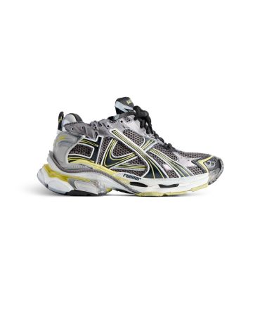 Mens Runner Sneaker  in Grey/yellow/white