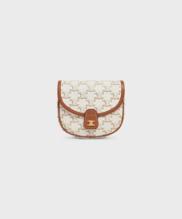MINI BESACE IN TRIOMPHE CANVAS AND CALFSKIN WHITE