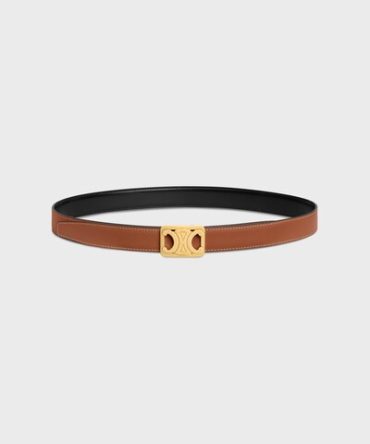 MEDIUM REVERSIBLE FRAMED TRIOMPHE BELT in TAURILLON AND NATURAL CALFSKIN