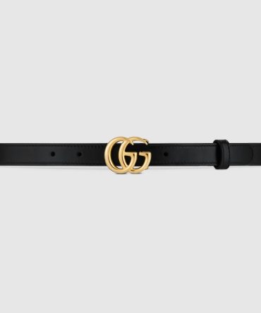 GG Marmont thin leather belt with shiny buckle