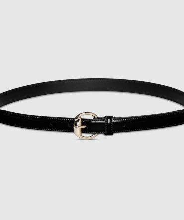 Thin belt with metal bamboo buckle
