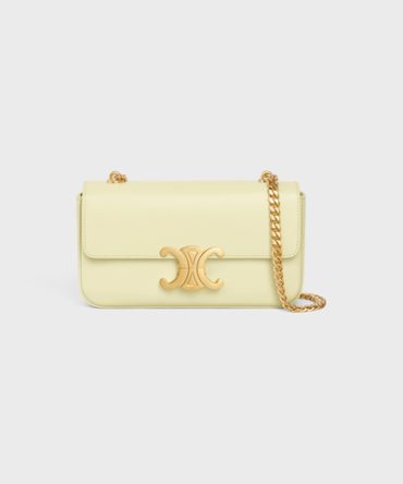 CHAIN SHOULDER BAG CLAUDE IN SHINY CALFSKIN LIGHT YELLOW