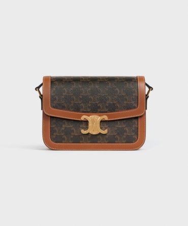 CLASSIQUE TRIOMPHE BAG IN TRIOMPHE CANVAS AND CALFSKIN TAN