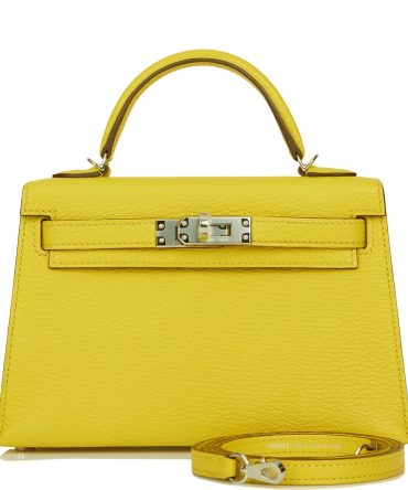 Hermes Kelly Sellier 20 Jaune de Naples Verso Chevre Palladium Hardware