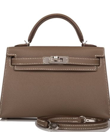 Hermes Kelly Sellier 20 Etoupe Epsom Palladium Hardware