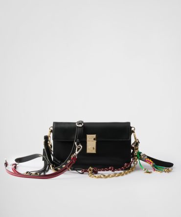 Prada Soft Sound Small Leather Shoulder Bag With Charms