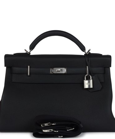Hermes Kelly 42 Maxi Black Togo Palladium Hardware