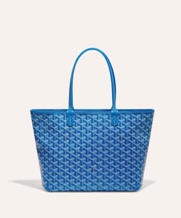 Goyard Goyardine Artois Tote PM Sky Blue Canvas & Chevroches Calfskin Palladium Hardware