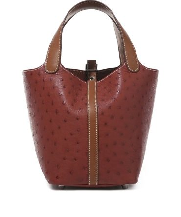 Hermes Fauve Barenia and Brique Ostrich Touch Picotin Lock 18 Palladium Hardware