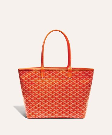 Goyard Goyardine Artois Tote PM Orange Canvas & Chevroches Calfskin Palladium Hardware