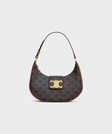 MEDIUM AVA TRIOMPHE BAG IN TRIOMPHE CANVAS AND CALFSKIN TAN