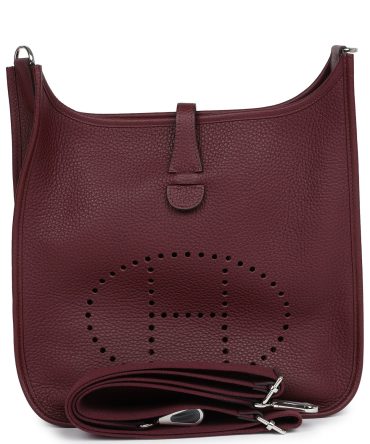 Hermes Evelyne III PM Bordeaux Clemence Palladium Hardware
