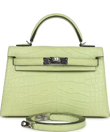 Hermes Kelly Sellier 20 Jaune Bourgeon Matte Alligator Palladium Hardware