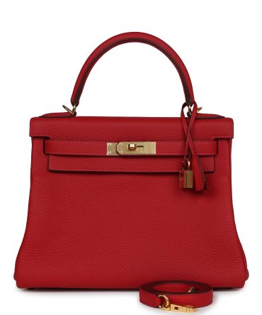 Hermes Kelly Retourne 28 Vermillion Clemence Gold Hardware