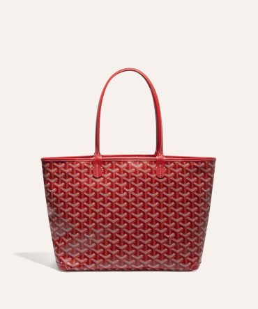 Goyard Goyardine Artois Tote PM Red Canvas & Chevroches Calfskin Palladium Hardware