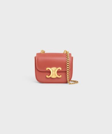 MINI CHAIN CLAUDE IN SHINY CALFSKIN RED CANYON