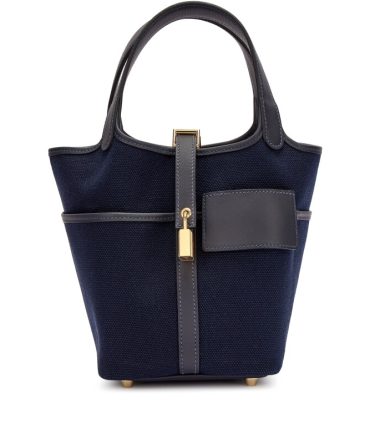 Hermes Caban Swift and Bleu Marine Toile Goeland Cargo Picotin Lock 18 Gold Hardware