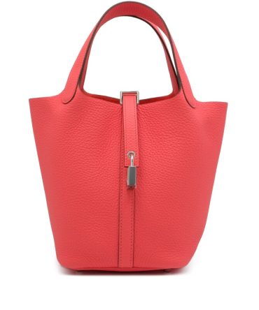 Hermes Rose Texas Clemence Picotin Lock 18 Palladium Hardware