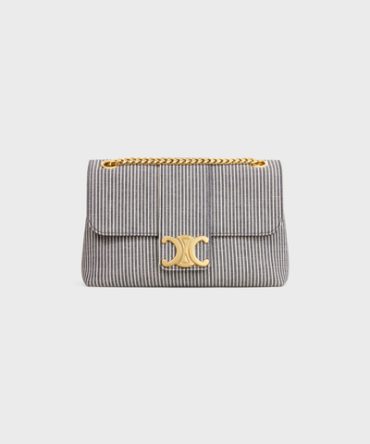 MEDIUM CELINE VICTOIRE BAG IN STRIPED TEXTILE NAVY BLUE