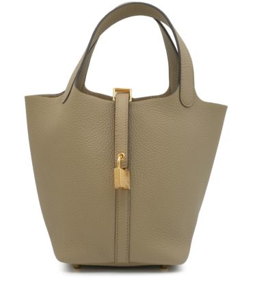 Hermes Beige Marfa Clemence Picotin Lock 18 Gold Hardware