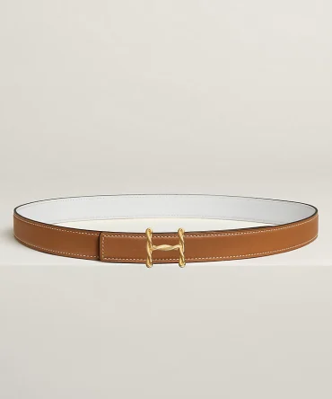 H Torsade belt buckle & Reversible leather strap 24 mm