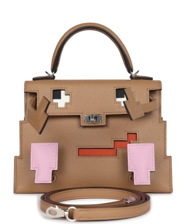 Hermes “Quelle Idolle” Picto Kelly Doll Chai/Mauve Sylvestre/Bleu Celeste/Terre Battue Epsom Palladium Hardware