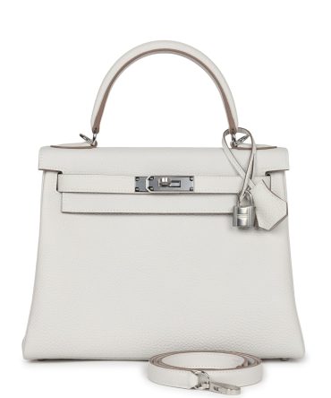Hermes Kelly Retourne 28 Gris Pale Togo Palladium Hardware