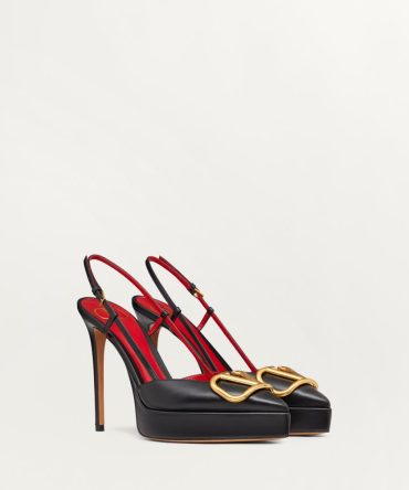 VLOGO SIGNATURE CALFSKIN SLINGBACK PLATFORM PUMP 120MM
