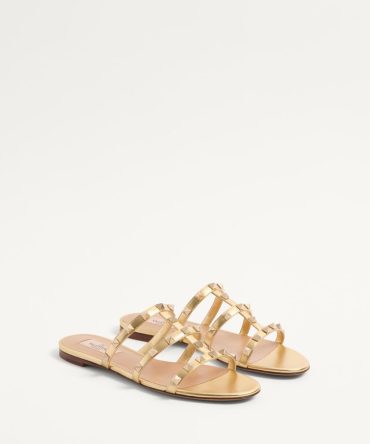 ROCKSTUD LAMINATED NAPPA SLIDE SANDAL