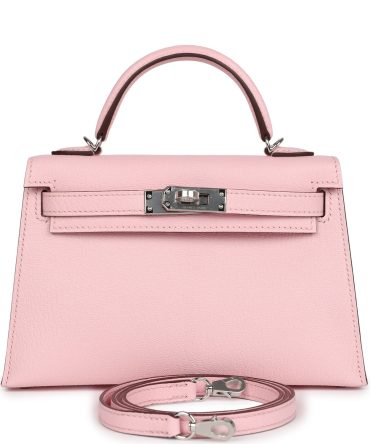 Hermes Kelly Sellier 20 Rose Sakura Chevre Mysore Palladium Hardware