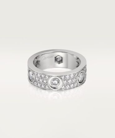 LOVE ring, classic model, paved, 6 diamonds