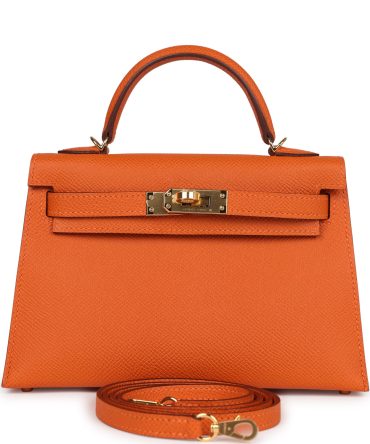 Hermes Kelly Sellier 20 Orange Epsom Gold Hardware