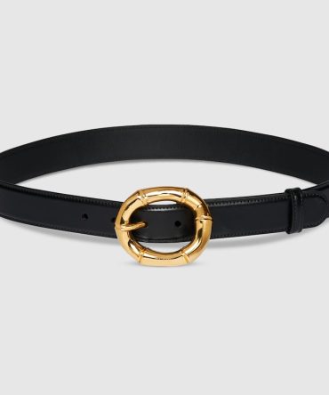 Belt with round bamboo buckle