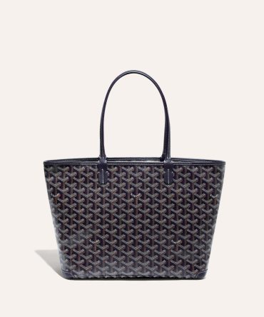 Goyard Goyardine Artois Tote PM Navy Blue Canvas & Chevroches Calfskin Palladium Hardware