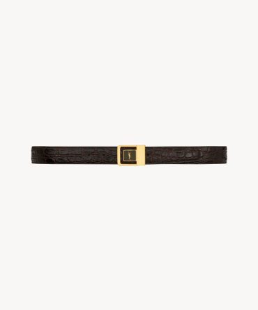la 66 buckle belt in crocodile-embossed leather