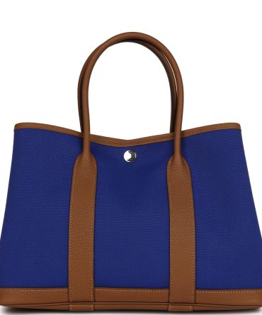 Hermes Garden Party 30 Bleu Electric Toile and Alezan Negonda Palladium Hardware