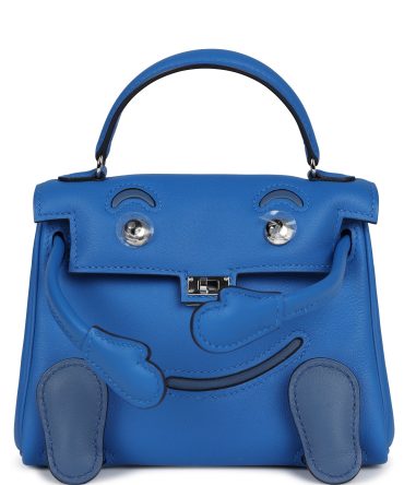 Hermes “Quelle Idolle” Kelly Doll Bleu Zellige and Bleu Agate Swift Palladium Hardware