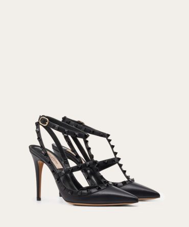 ROCKSTUD ANKLE STRAP PUMP WITH TONAL STUDS 100 MM