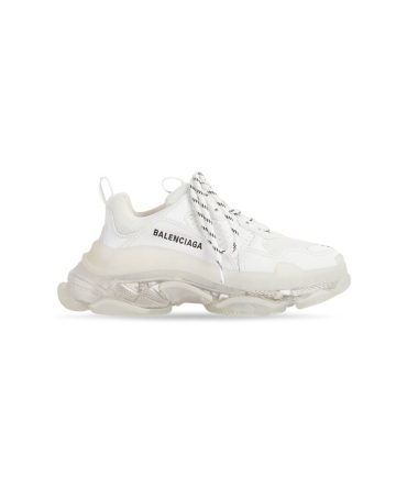 Mens Triple S Clear Sole Sneaker  in White