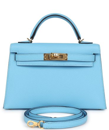 Hermes Kelly Sellier 20 Celeste Epsom Gold Hardware