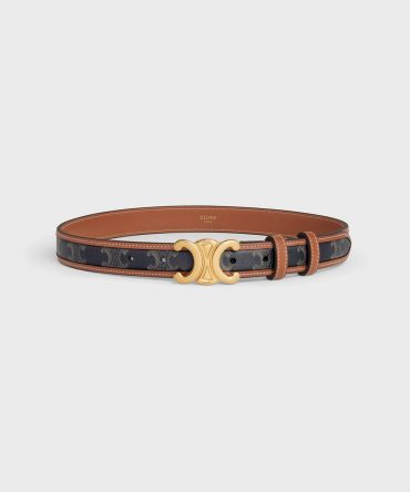 Medium Triomphe Belt in Triomphe Canvas and Calfskin