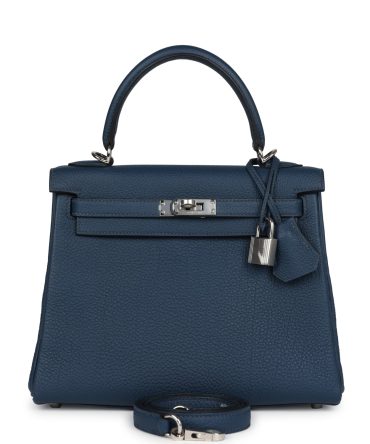 Hermes Kelly Retourne 25 Bleu De Prusse Togo Palladium Hardware