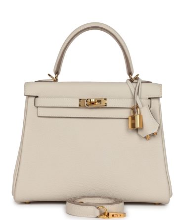 Hermes Kelly Retourne 25 Craie Togo Gold Hardware