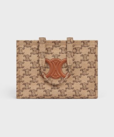 LARGE CABAS THAIS IN TEXTILE WITH TRIOMPHE CAMEL